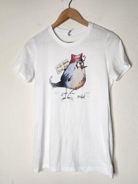 Make America Think Again Womens Large White Shirt Bella Tee Short Sleeve